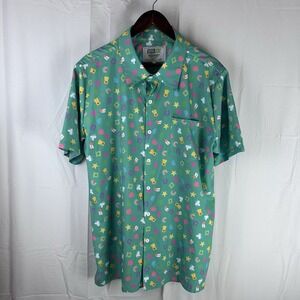 Arvilhill‎ Men's Large Lucky Charm Marshmallow Button Shirt Short Sleeve AOP